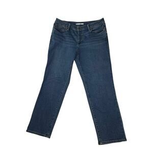 Lands End Womens Petite Sz 14 Straight Leg Denim Medium Wash Blue Jeans EUC